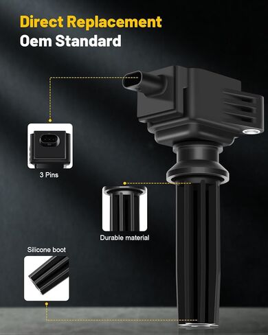 OCPTY 4 ملفات إشعال مع 4 شمعات إشعال إيريديوم 3 دبابيس حزم ملف إشعال #Uf670، Cm5Z12029K يناسب 2013-2021 لفورد Ecosport 2.0L/L4، 2012-2018 لملفات Ford Edge 2.0L/L4 وشمعات الإشعال in Saudi Arabia