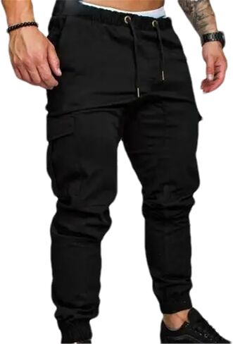 Men's Casual Jogging Solid Color Pocket Pants Sports Trousers Street Hip Jogging in Saudi Arabia