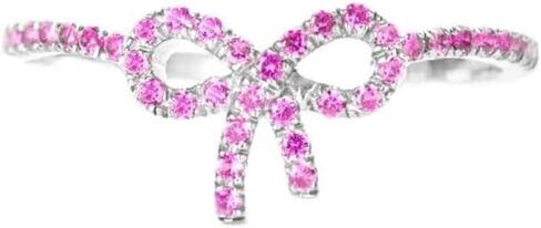 الوردي القوس الدائري الوردي القوس خواتم للنساء زركونيا الوردي الشريط خواتم ربطة القوس فيونكة خاتم Kont هدية للنساء الأصدقاء in Kuwait