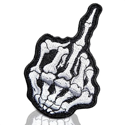 Iron on Patches for Jackets - Skeleton Middle Finger Shirt Motorcycle Patches for Vests Men Ghost Rider with Motorcycle Club Patches Outlaws - Lady Finger Embroidery Finger Skull Middle Finger Patches in Kuwait