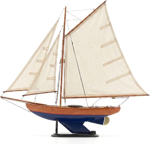 NAUTIMALL 26" Wooden Sailboat Model Bermuda Sloop Handmade Nautical Modern Yacht Ship Home Decor (Blue) in Kuwait