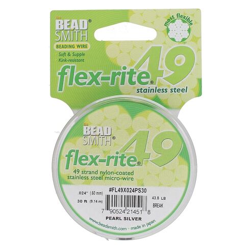 The Beadsmith Flex-Rite 49 Strand Nylon Coated, Stainless-Steel Beading Wire, Jewelry Making Supply (.018 Dia, Clear - 30 Ft) in Saudi Arabia