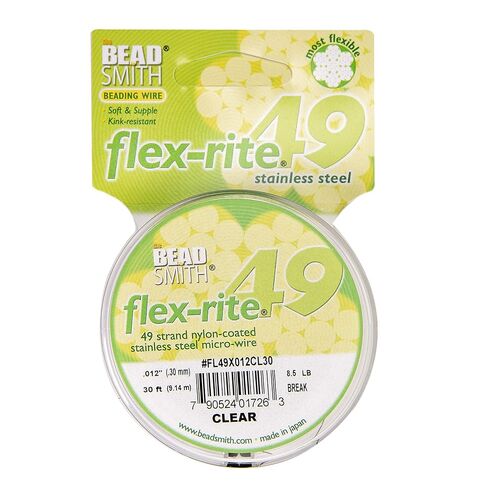 The Beadsmith Flex-Rite 49 Strand Nylon Coated, Stainless-Steel Beading Wire, Jewelry Making Supply (.018 Dia, Clear - 30 Ft) in Saudi Arabia