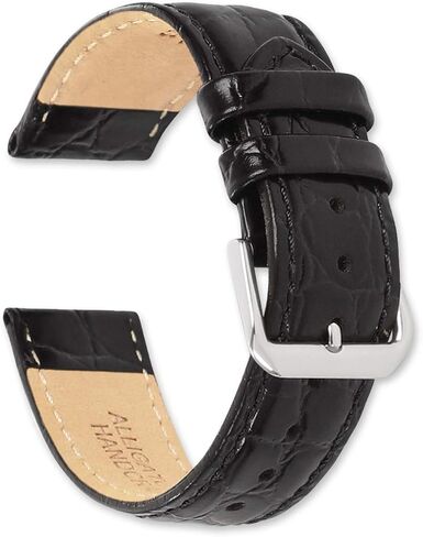 deBeer Alligator Grain Watch Band-choice of Color (Black, Brown) & Width (16mm, 18mm, 19mm, 20mm) in Kuwait