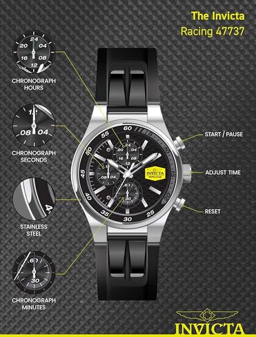 Invicta Racing Men 44mm Stainless Steel Steel Black dial VD38 Quartz in Saudi Arabia