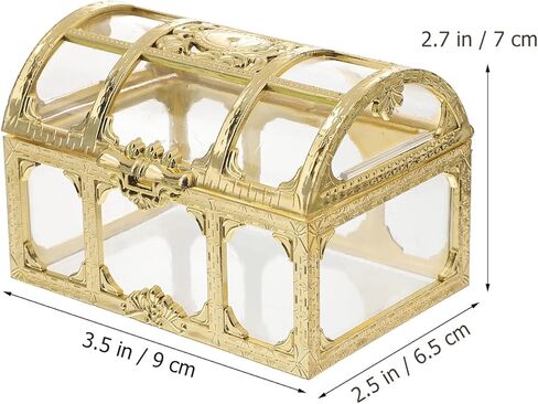 Kisangel 2pcs Plastic Pirate Treasure Chest, Transparent Gold Pirate Treasure Box, Mini Crystal Jewelry Storage Organizer for Trinket Keepsake Chest in Saudi Arabia