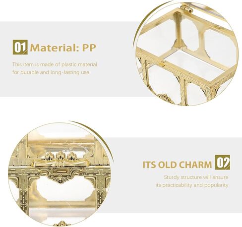 Kisangel 2pcs Plastic Pirate Treasure Chest, Transparent Gold Pirate Treasure Box, Mini Crystal Jewelry Storage Organizer for Trinket Keepsake Chest in Saudi Arabia