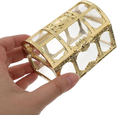 Kisangel 2pcs Plastic Pirate Treasure Chest, Transparent Gold Pirate Treasure Box, Mini Crystal Jewelry Storage Organizer for Trinket Keepsake Chest in Saudi Arabia