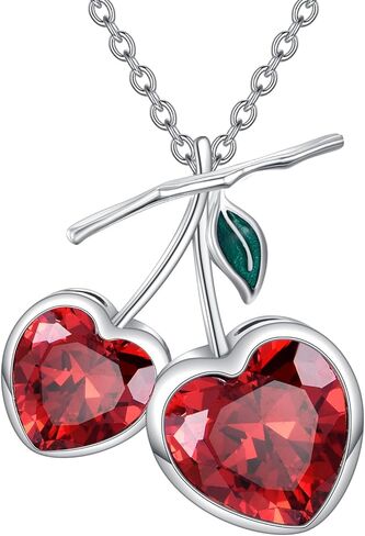 Flower Necklace for Women 925 Sterling Silver Mushroom/Sunflower/Cherry/Monstera Pendant Plant Jewelry Gifts in Saudi Arabia