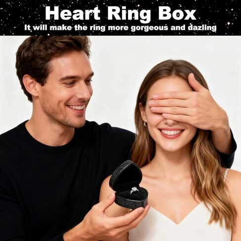 Engagement Ring Box Heart Shaped Elegant Starry Sky Ring Case Jewlery Display Box for Wedding Rings Proposal Anniversary Ceremony Gift in Kuwait