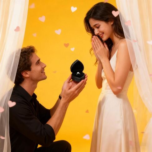 Engagement Ring Box Heart Shaped Elegant Starry Sky Ring Case Jewlery Display Box for Wedding Rings Proposal Anniversary Ceremony Gift in Kuwait