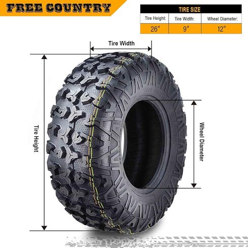 إطارات Free Country One Premium ATV/UTV مقاس 26x9-12 26x9x12 8PR مع واقي من الاحتكاك in Saudi Arabia