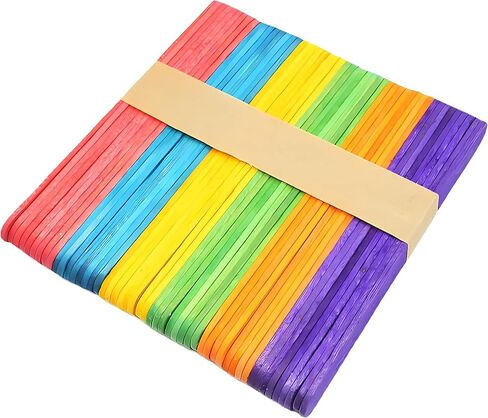 50pcs Colorful Wood Craft Sticks, 4-1/2-inch Garden Plant Label, Wooden Popsicle, Ice Cream Sticks for DIY Craft in Kuwait