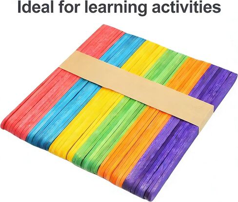 50pcs Colorful Wood Craft Sticks, 4-1/2-inch Garden Plant Label, Wooden Popsicle, Ice Cream Sticks for DIY Craft in Kuwait