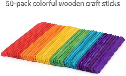 50pcs Colorful Wood Craft Sticks, 4-1/2-inch Garden Plant Label, Wooden Popsicle, Ice Cream Sticks for DIY Craft in Kuwait
