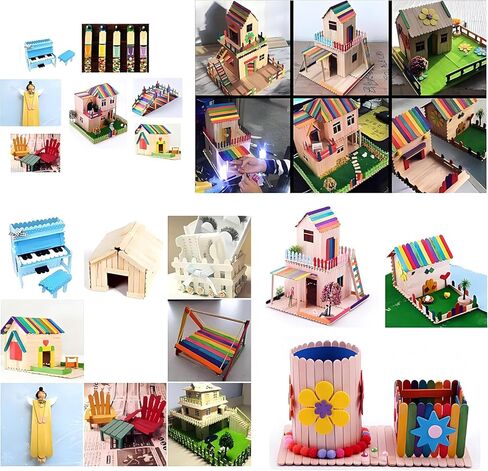 50pcs Colorful Wood Craft Sticks, 4-1/2-inch Garden Plant Label, Wooden Popsicle, Ice Cream Sticks for DIY Craft in Kuwait