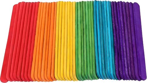 50pcs Colorful Wood Craft Sticks, 4-1/2-inch Garden Plant Label, Wooden Popsicle, Ice Cream Sticks for DIY Craft in Kuwait
