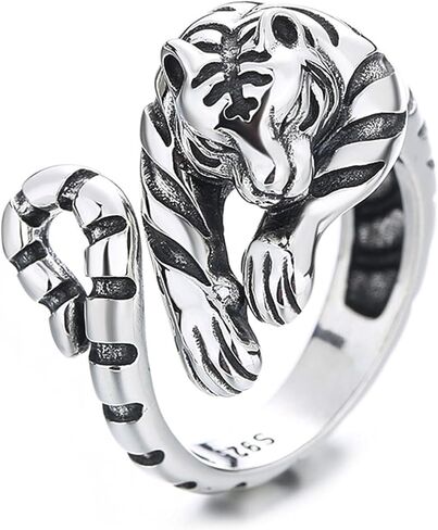 POYAMUSE Cool Thai Silver Tiger Tail Wrap Ring for Men - Adjustable Open Design in Saudi Arabia