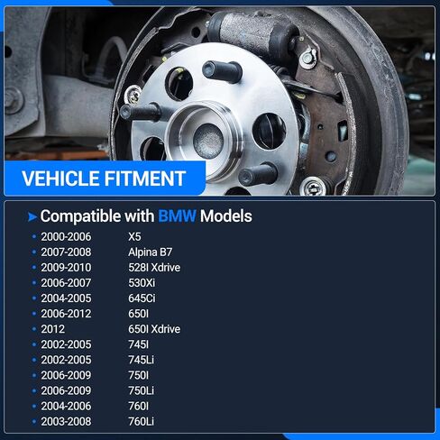 Autoround 512226 Rear Wheel Bearing and Hub Assembly Fit for BMW X5 00-06, 528I Xdrive 09-10, 530Xi 06-07, 645Ci 04-05, 650I 06-12, 745I 745Li 02-05, 750I 750Li 06-09, 760I 760Li 03-08, Set of 2 in Saudi Arabia