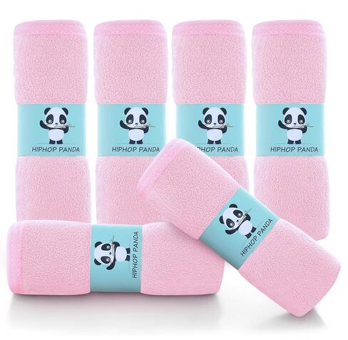 HIPHOP PANDA Baby Washcloths, Rayon Made from Bamboo - 2 Layer Ultra Soft Absorbent Newborn Bath Face Towel - Reusable Baby Wipes for Delicate Skin - White, 6 Pack in Kuwait