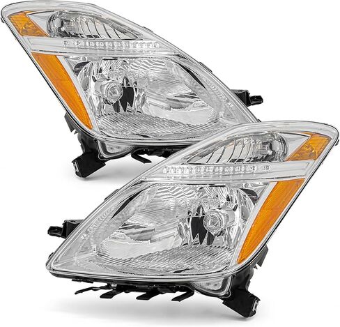Headlight Compatible with 2006 2007 2008 2009 Toyota Prius Headlight Assembly Chrome Housing Amber Reflector Replacement Driver & Passenger Side in Saudi Arabia