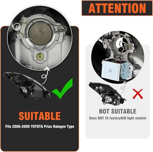 Headlight Compatible with 2006 2007 2008 2009 Toyota Prius Headlight Assembly Chrome Housing Amber Reflector Replacement Driver & Passenger Side in Saudi Arabia