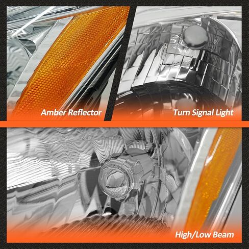 Headlight Compatible with 2006 2007 2008 2009 Toyota Prius Headlight Assembly Chrome Housing Amber Reflector Replacement Driver & Passenger Side in Saudi Arabia