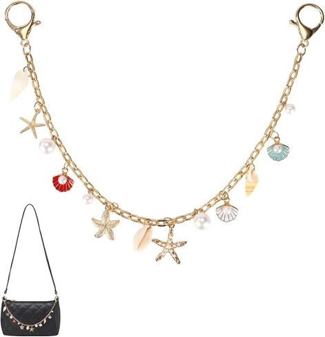 سحر حقيبة لحقائب اليد، نجمة البحر شل اللؤلؤ محفظة سحر أنيقة سلسلة المفاتيح الذهبية محفظة سلسلة الملحقات للنساء حقائب الكتف حقائب اليد in Kuwait