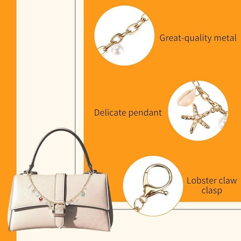 سحر حقيبة لحقائب اليد، نجمة البحر شل اللؤلؤ محفظة سحر أنيقة سلسلة المفاتيح الذهبية محفظة سلسلة الملحقات للنساء حقائب الكتف حقائب اليد in Kuwait