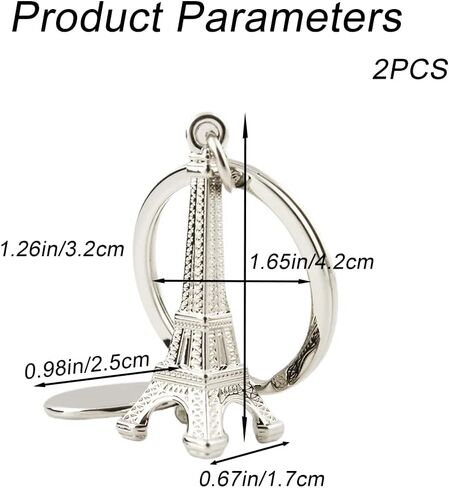 قطعتان من سلاسل مفاتيح برج إيفل مع لوحة نقش وحلقات مفاتيح أنيقة وحاملات مفاتيح للرجال والنساء، إكسسوار مثالي للمفاتيح والحقائب، خيار هدية مثالي لعشاق السفر in Kuwait