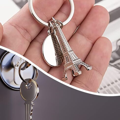 قطعتان من سلاسل مفاتيح برج إيفل مع لوحة نقش وحلقات مفاتيح أنيقة وحاملات مفاتيح للرجال والنساء، إكسسوار مثالي للمفاتيح والحقائب، خيار هدية مثالي لعشاق السفر in Kuwait