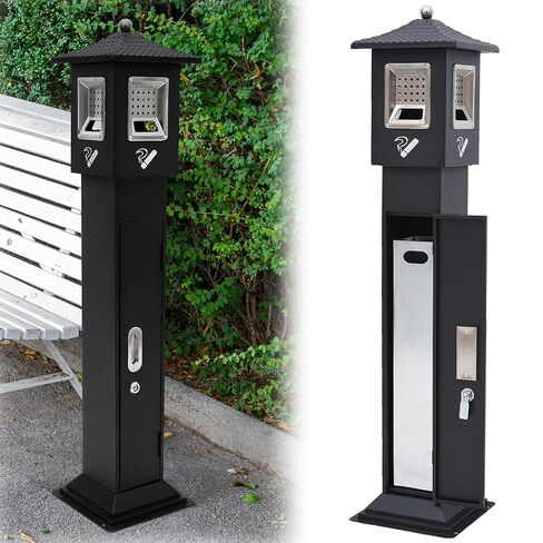 AIWFL Outdoor Trash Can Large Capacity Commercial Trash Can Black Garbage Bin Waste Container for Backyard, Restaurant, Offices, Garage, Hotel in Kuwait