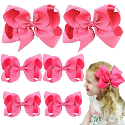 AILEAM Hair Bows for Girls 6PCS Girls Toddler bows Clips Black Grosgrain Ribbon Alligator Clips Kids Hair Accessories (6inch ×2, 4inch ×2, 3inch ×2) in Kuwait