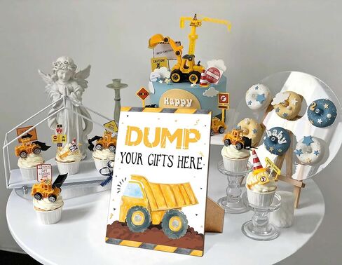 لافتة حفلة عيد ميلاد البناء، علامة هدايا تفريغ هنا، ديكورات حفلات البناء، لافتة لعب خشبية مقاس 8 × 11 مع حامل، لوازم حفلات أعياد الميلاد، ديكورات حفلات أعياد الميلاد - LP001 in Kuwait