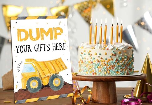 لافتة حفلة عيد ميلاد البناء، علامة هدايا تفريغ هنا، ديكورات حفلات البناء، لافتة لعب خشبية مقاس 8 × 11 مع حامل، لوازم حفلات أعياد الميلاد، ديكورات حفلات أعياد الميلاد - LP001 in Kuwait