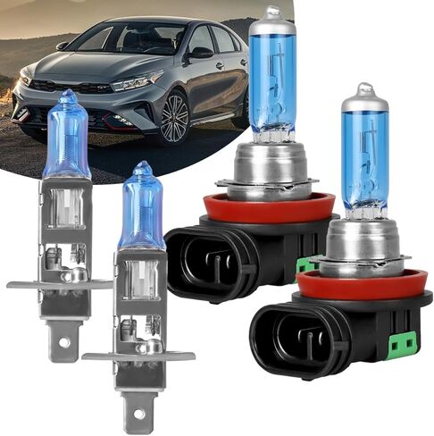 مناسب لسيارة Kia Forte 2014 2015 2016، H1 H11 مصابيح أمامية عالية الشعاع منخفضة، مجموعة مصابيح إضاءة بيضاء رائعة 6000LM 5100K عالية الأداء، أداء عالٍ، حزمة من 4 قطع in Kuwait