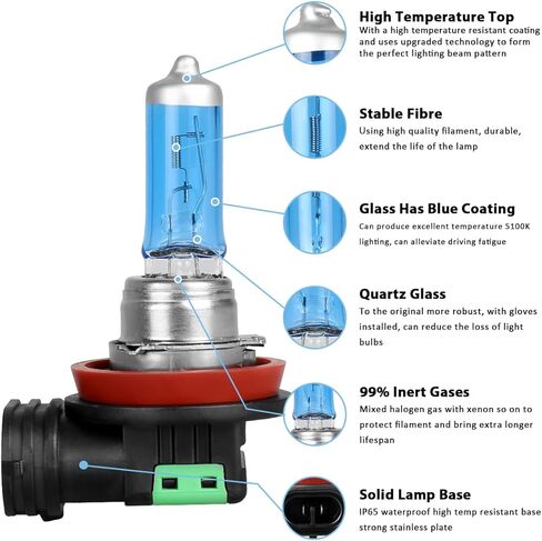 مناسب لسيارة Kia Forte 2014 2015 2016، H1 H11 مصابيح أمامية عالية الشعاع منخفضة، مجموعة مصابيح إضاءة بيضاء رائعة 6000LM 5100K عالية الأداء، أداء عالٍ، حزمة من 4 قطع in Kuwait