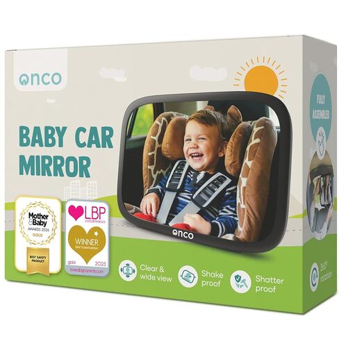 Onco Baby Car Mirror Rear-facing - Platinum Award Winning Car Mirror Baby Rear Facing Seat, Baby Essentials for Newborn, 100% Shatterproof Baby Mirror for Car, 360° Car Seat Mirror Rear Facing Infant in Kuwait