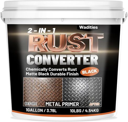 2-in-1 Rust Converter & Metal Primer, 1 Gallon Matte Black Rust Inhibitor Paint for Metal, Ultra Automotive Rust Reformer & Seal, Heat Resistance Trailer Paint for Chassis, Frame, Marine, Industrial in Saudi Arabia