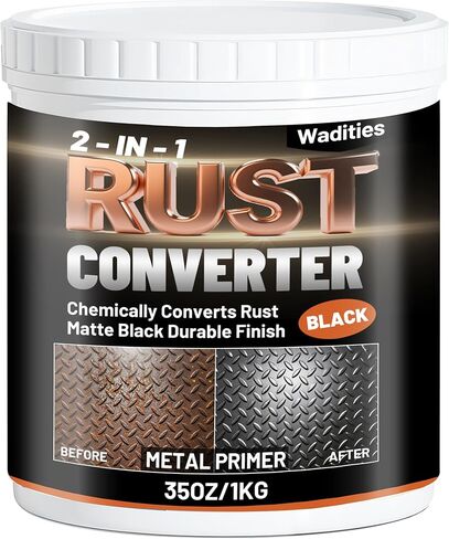 محول الصدأ 2 في 1 وبطانة معدنية، طلاء مانع للصدأ أسود غير لامع سعة 1 جالون للمعادن، مصلح وختم الصدأ للسيارات، طلاء مقطورة مقاوم للحرارة للهيكل والإطار والبحرية والصناعية in Kuwait