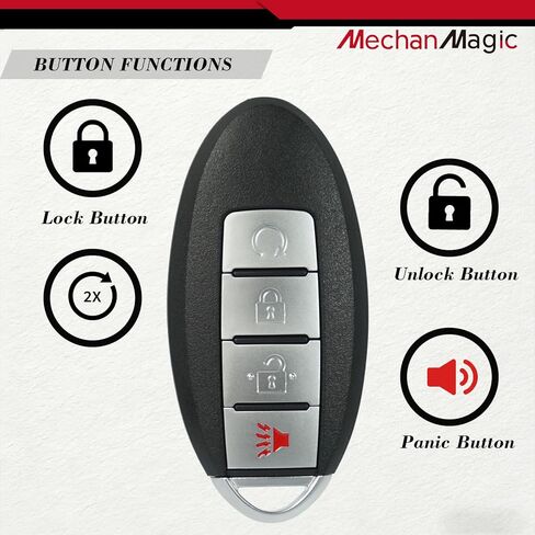 استبدال MechanMagic Smart Key Fob يناسب Nissan Kicks SR SR+ SV Rogue 2018 2019 2020 2021 دخول بدون مفتاح للتحكم عن بعد، زر التشغيل 4 أزرار KR5TXN3 285E3-5RA6A in Kuwait