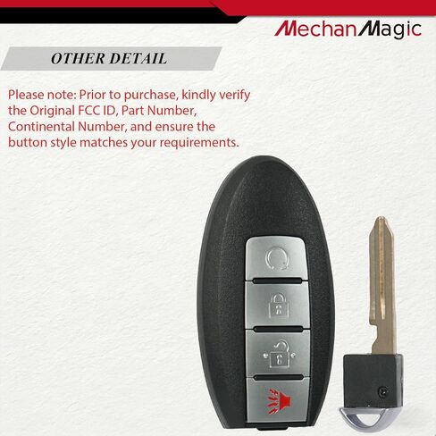 استبدال MechanMagic Smart Key Fob يناسب Nissan Kicks SR SR+ SV Rogue 2018 2019 2020 2021 دخول بدون مفتاح للتحكم عن بعد، زر التشغيل 4 أزرار KR5TXN3 285E3-5RA6A in Kuwait