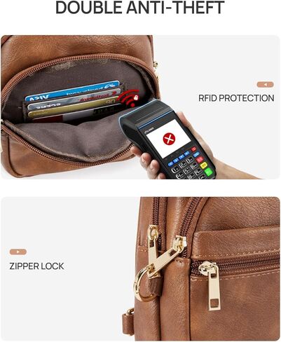 Anti Theft Small Sling Bag for Men and Women RFID Crossbody Chest Purse Genuine Leather Bags for Travel or Commuting in Saudi Arabia