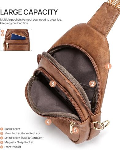 Anti Theft Small Sling Bag for Men and Women RFID Crossbody Chest Purse Genuine Leather Bags for Travel or Commuting in Saudi Arabia