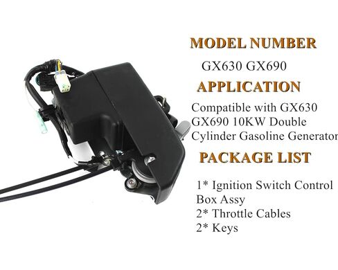 PANGOLIN GX630 GX690 Ignition Switch Control Box Assy with 2PCS Keys and 2PCS Throttle Cables Compatible with GX630 GX690 10KW Double Cylinder Gasoline Generator Aftermarket Parts in Saudi Arabia