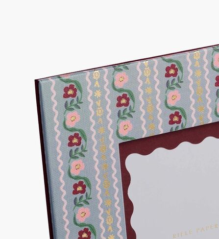 RIFLE PAPER CO. Paper Wrapped Picture Frame 8.5" L x 6.5" W x 0.75" H, Textured Paper-Wrapped Hardboard, Stylized Pattern Single Photo Frame for Special Photos With Friends and Family, Delphine in Saudi Arabia