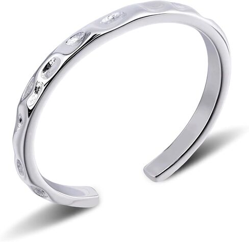 Hammered Adjustable Ring for Women - Sterling Silver Open Statement Ring, Stackable Fashion Jewelry with Textured Pattern, Unique Hammered Design in Kuwait