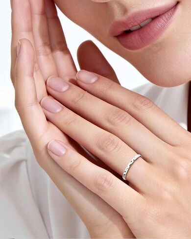 Hammered Adjustable Ring for Women - Sterling Silver Open Statement Ring, Stackable Fashion Jewelry with Textured Pattern, Unique Hammered Design in Kuwait