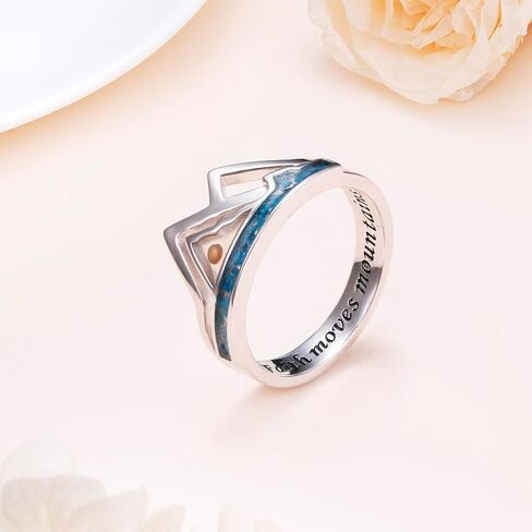 DAOCHONG S925 Sterling Silver Mountain Ring,Mustard Seed Ring Christian Jewelry, Faith Rings for men, Silver Hill Inspirational Religious Jewelry Birthday Christmas Gift for Men and Women in Saudi Arabia