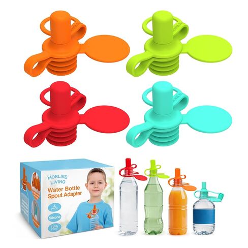 Morlike Living Water Bottle Spout Adapter, Silicone Baby Water Bottle Adapter for Toddlers, Protects Kids Mouth - No Spill ＆ BPA Free(Mix,4 Pack) in Kuwait